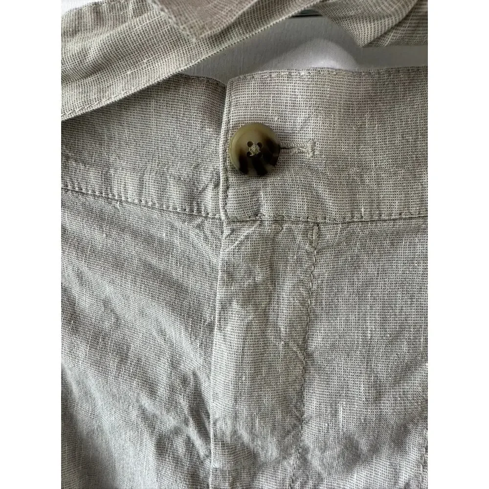 Loft Lou & Grey Beige Oatmeal Tie Front Linen Blend Shorts Women's Size Small